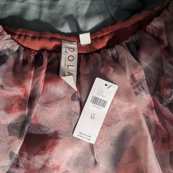 Anthropologie off the shoulder chiffon sleeves top xs nwt - Picture 4 of 4